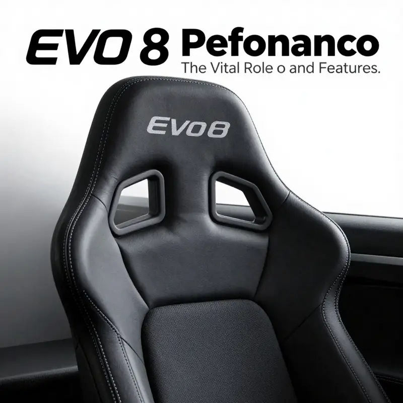 The technical standout features of Evo 8 Recaro seats, emphasizing support and design.