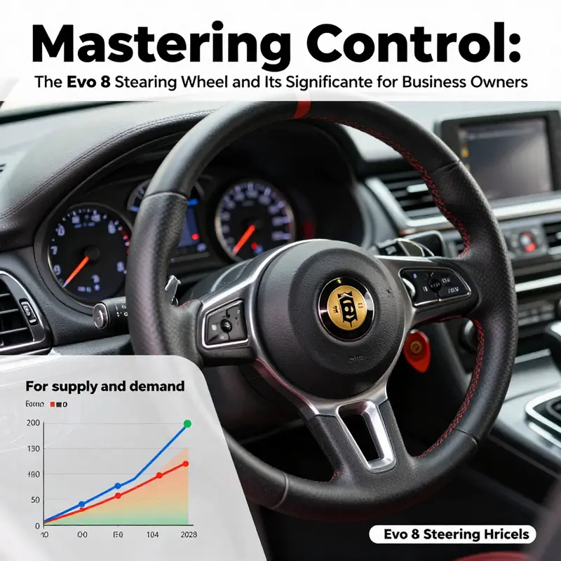 The Evo 8 steering wheel features a high-quality leather-wrapped design, providing enhanced grip and aesthetic appeal.