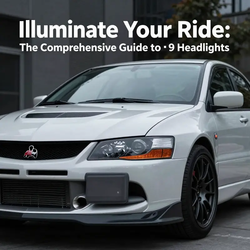 Comparison of stock vs aftermarket Evo 9 headlights highlighting design and technological advancements.