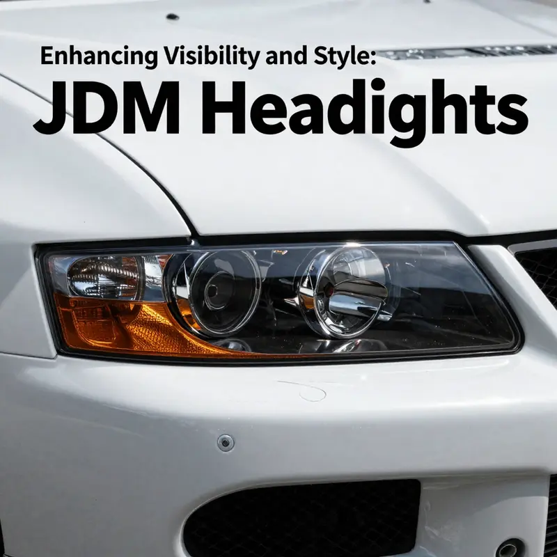 Detailed view of Mitsubishi Evo 9 JDM headlights highlighting unique design features.