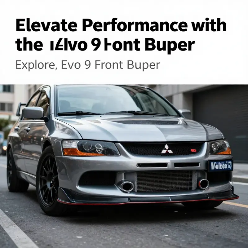 A Mitsubishi Lancer Evolution 9 featuring the Voltex front bumper in an urban setting.
