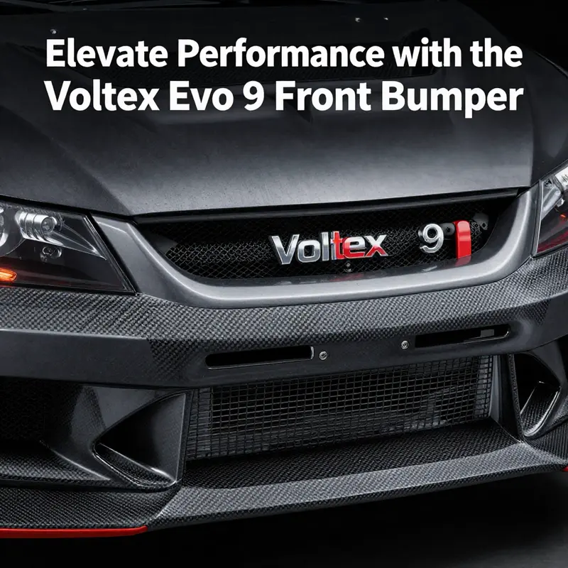 Aggressive design of the Voltex Evo 9 front bumper emphasizing its aerodynamic prowess.