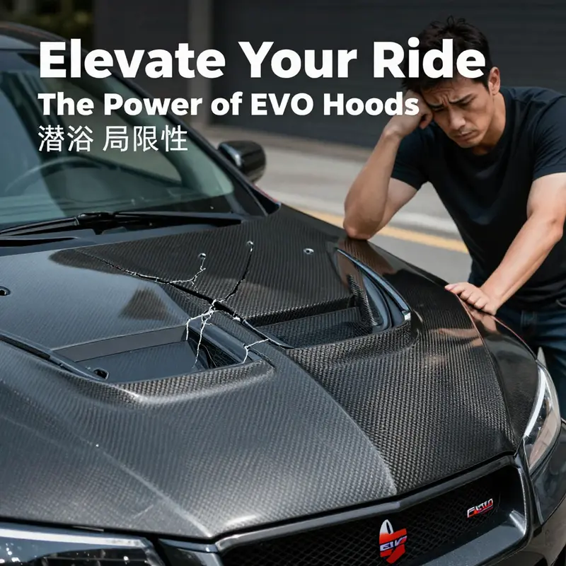 Different types of EVO hoods emphasize lightweight construction and functional design for high-performance vehicles.