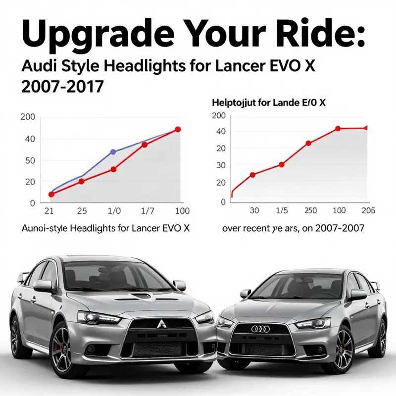 A variety of Audi-style headlights for Lancer EVO X, showcasing innovative designs and technology.