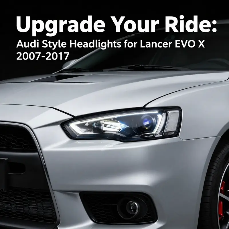 A variety of Audi-style headlights for Lancer EVO X, showcasing innovative designs and technology.