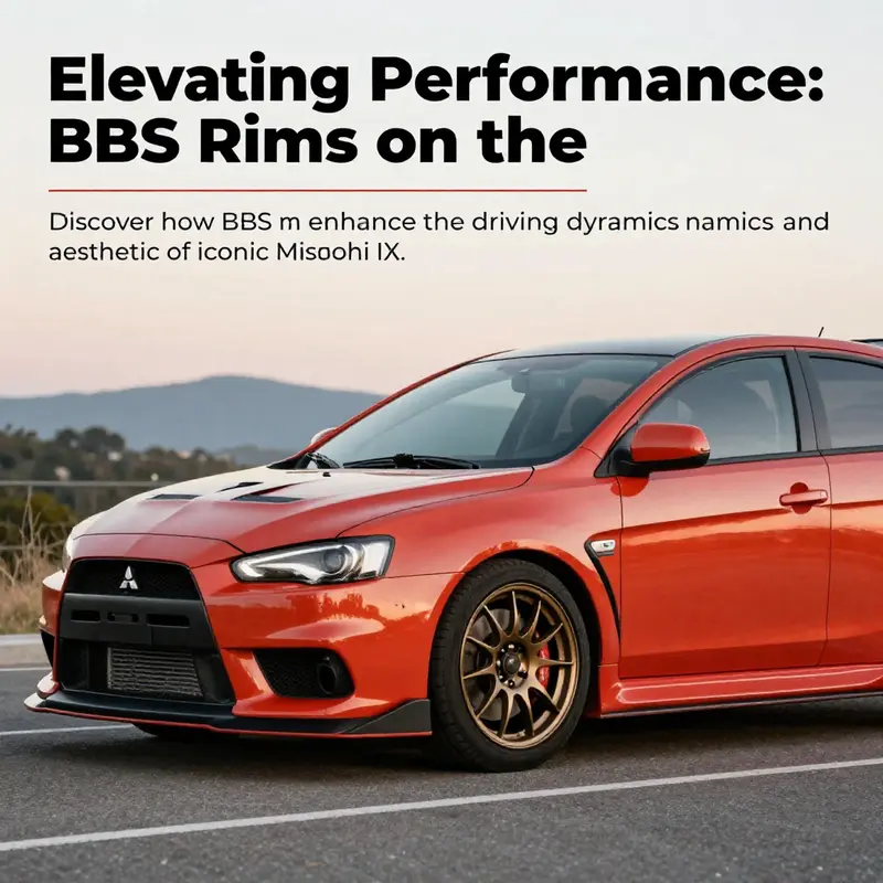 Mitsubishi Evo X with BBS rims in an outdoor setting, capturing the essence of performance and style.