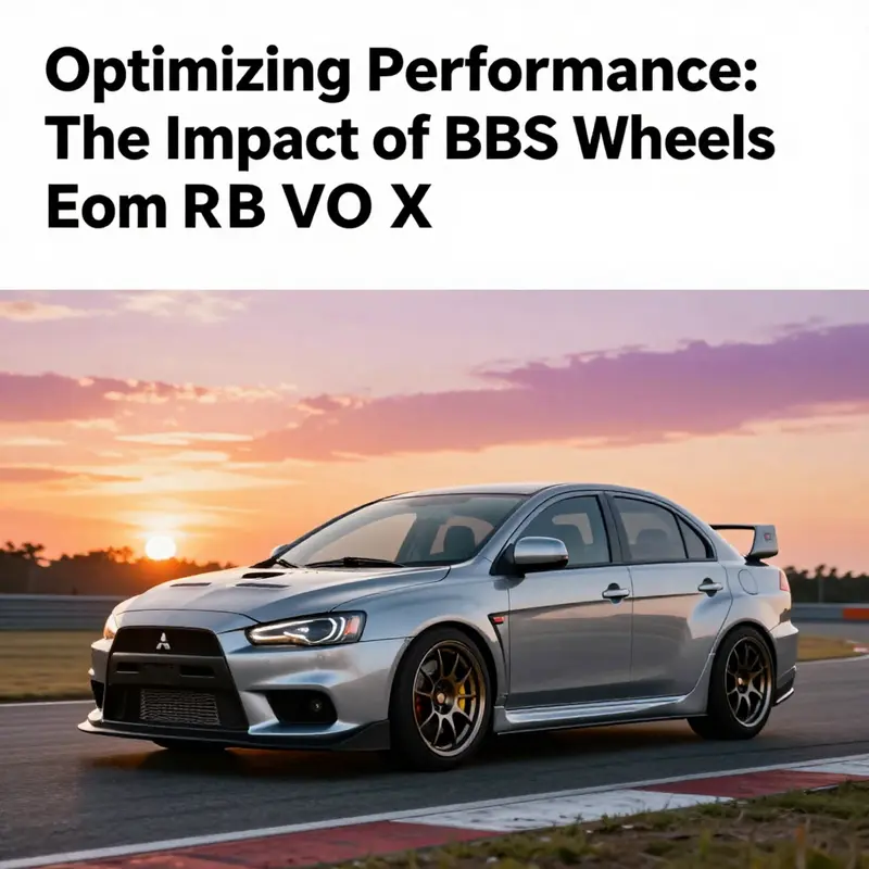 A Mitsubishi EVO X with BBS wheels on a scenic racetrack during sunset, capturing the essence of automotive passion.