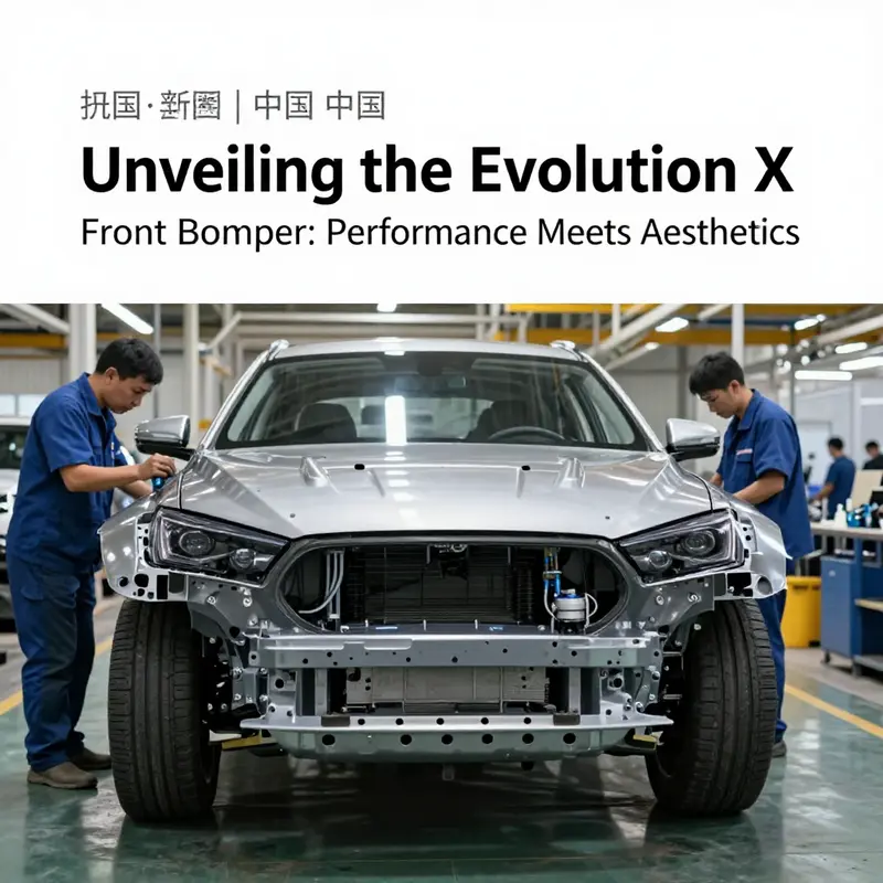 The distinctive aerodynamic profile of the Evo X front bumper enhances engine intake and cooling.