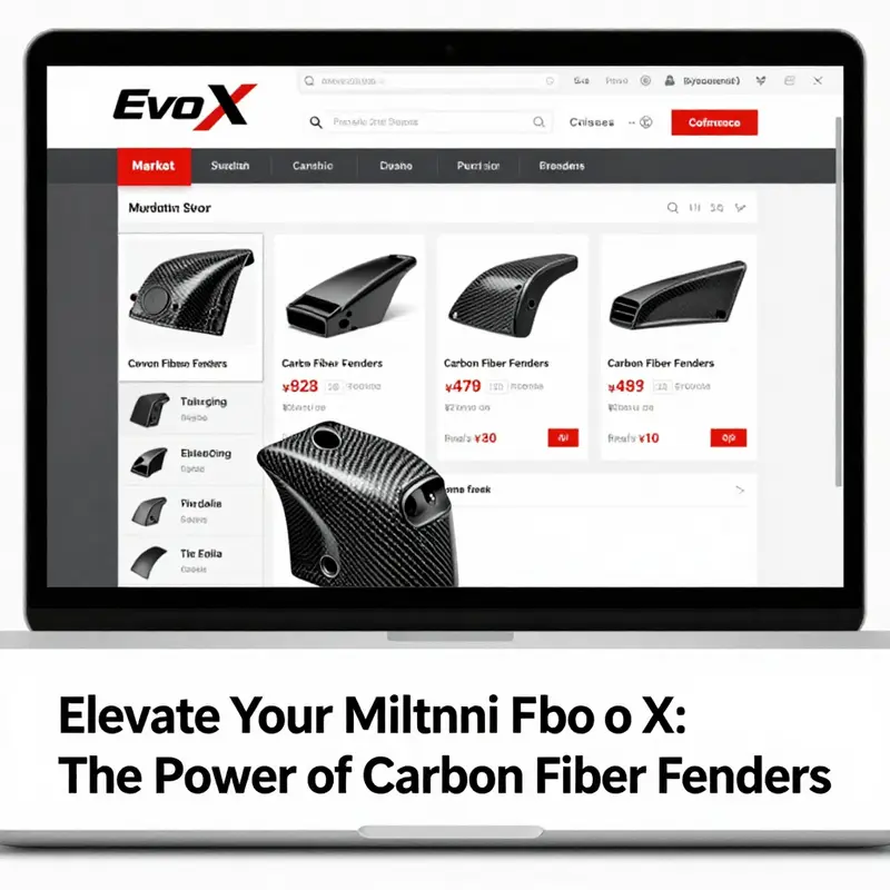 The lightweight construction and aesthetic appeal of carbon fiber fenders elevate the Evo X.