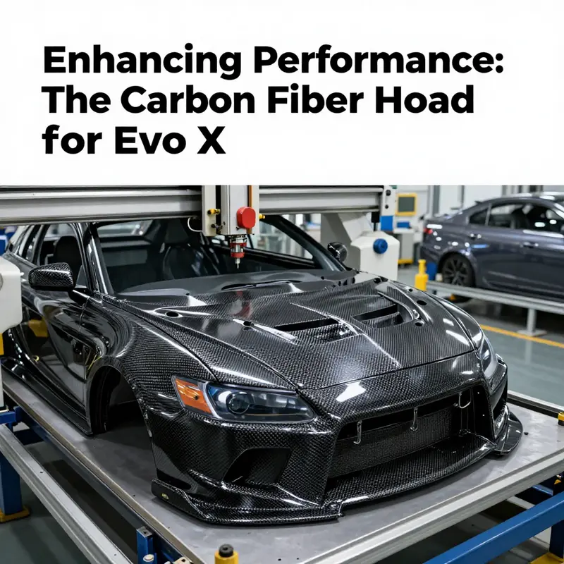 The Mitsubishi Lancer Evolution X with a stylish carbon fiber hood, exemplifying performance and aesthetics.