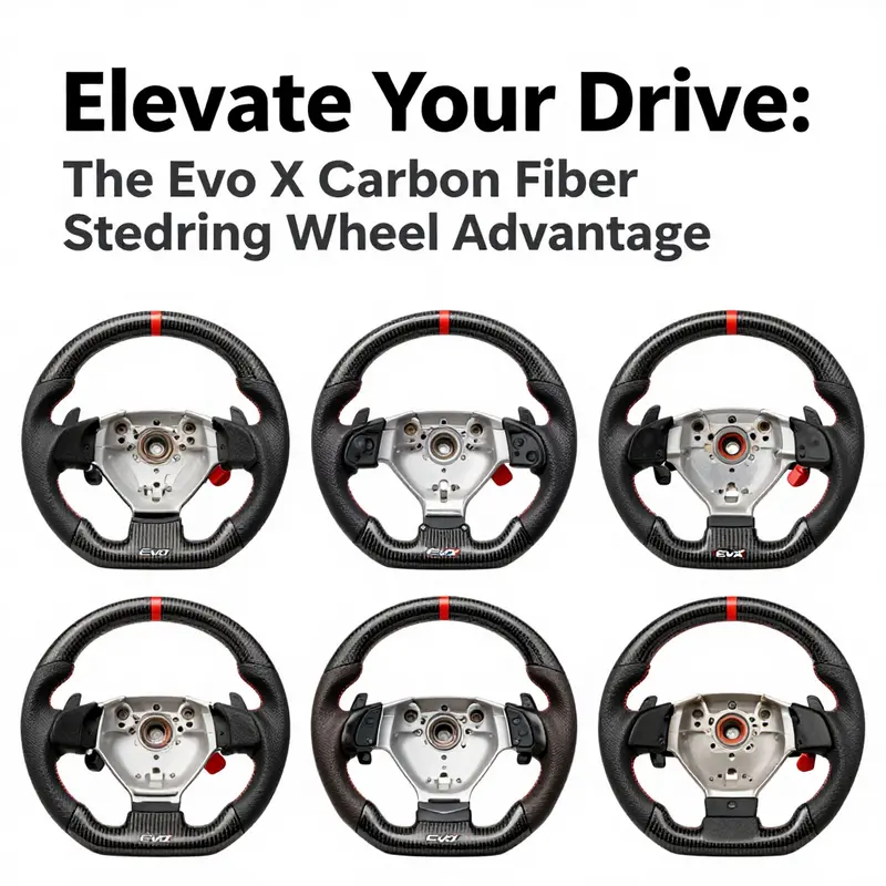 The Evo X carbon fiber steering wheel enhances driving performance and control for enthusiasts.