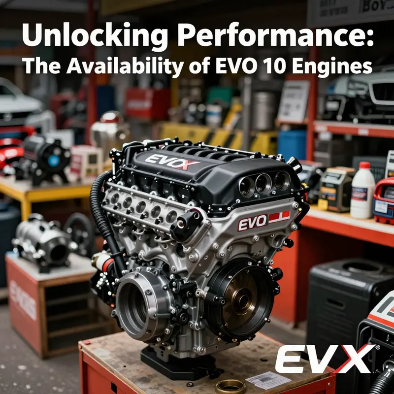 Diverse market displays featuring EVO X engines and performance parts.