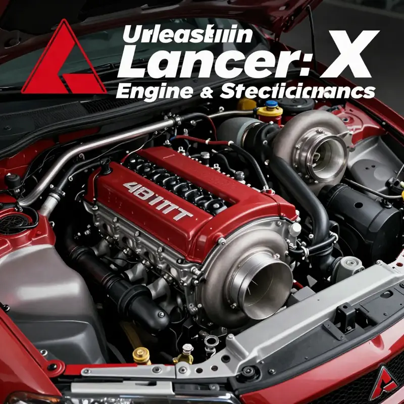 The high-performance 4B11T engine in the Mitsubishi Lancer Evo X highlights its intricate design and engineering.