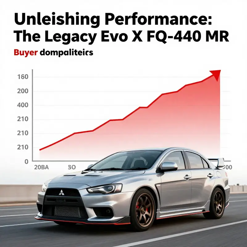 The Mitsubishi Evo X FQ-440 MR in a picturesque British setting, highlighting its appeal in the automotive market.