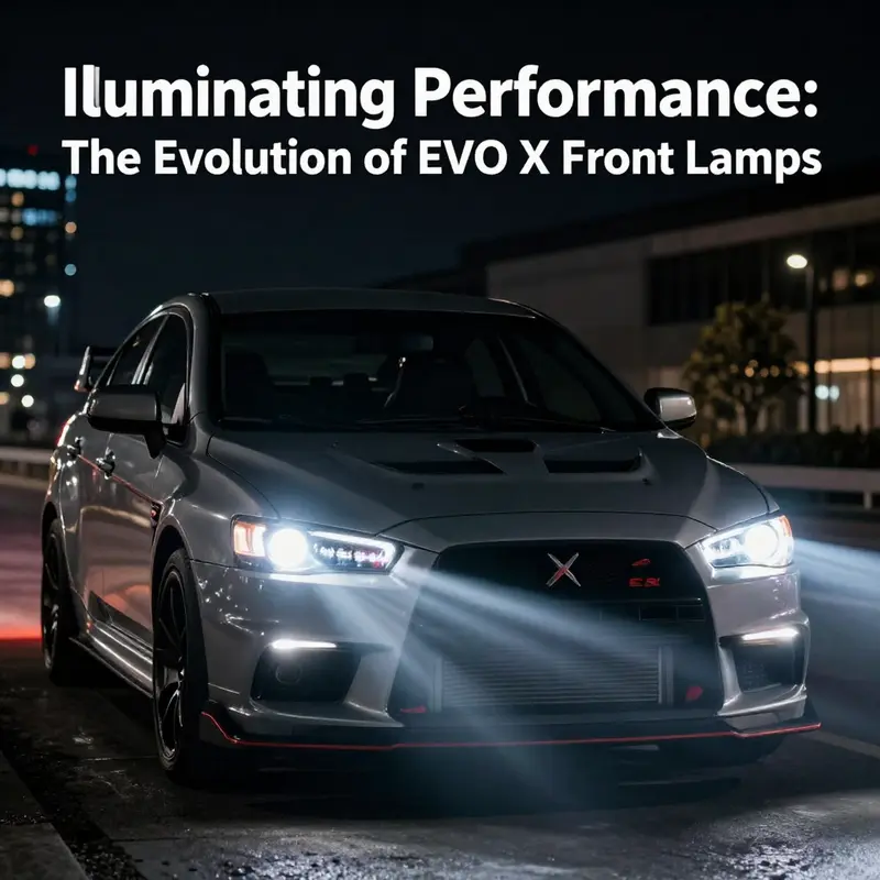 Striking design of EVO X front lamps, exemplifying its sporty aesthetics and advanced LED technology.