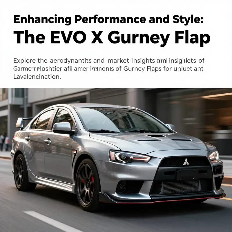 A Mitsubishi Lancer Evolution X equipped with a Gurney Flap in an urban setting.