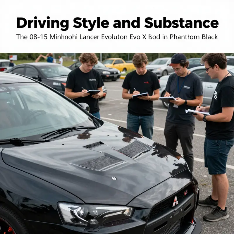 The Mitsubishi Lancer Evolution Evo X hood in Phantom Black, demonstrating its aesthetic appeal and craftsmanship.