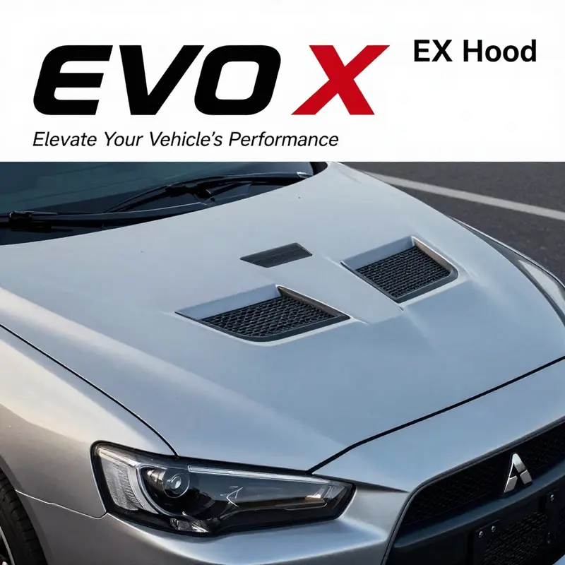 Comparison between original and aftermarket EVO X hoods highlighting design and performance.
