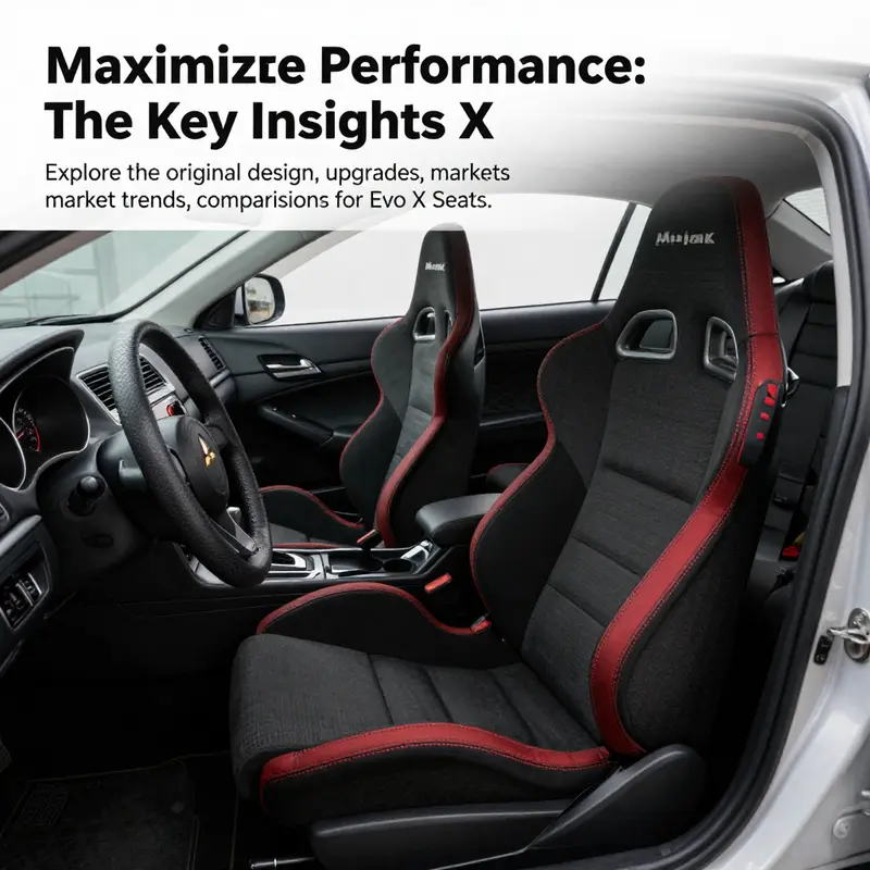 Interior view of a Mitsubishi Evo X, highlighting the sporty design and performance-focused seating.