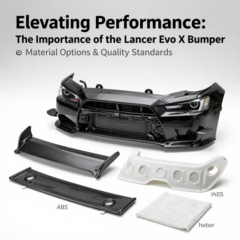 The front bumper of the Lancer Evo X, highlighting its aerodynamic design and functionality.