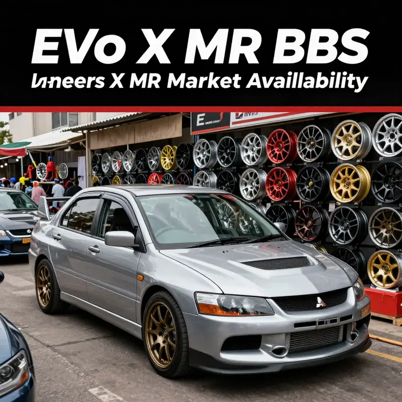 The Mitsubishi Lancer Evolution X MR prominently displays its iconic BBS wheels, a blend of style and performance.