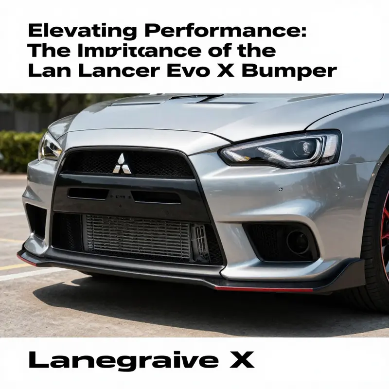The front bumper of the Lancer Evo X, highlighting its aerodynamic design and functionality.