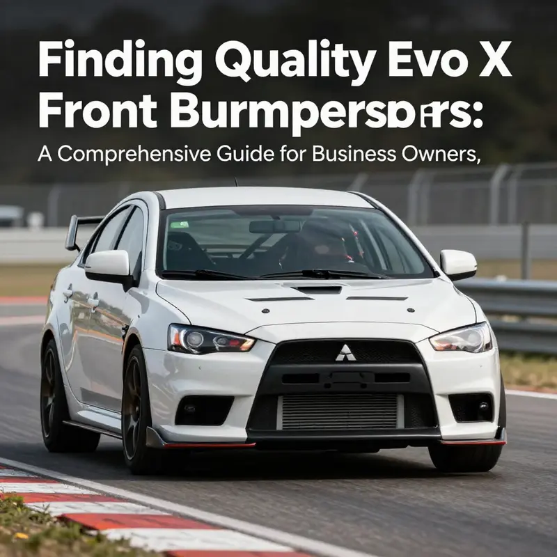 An Evo X on a racetrack, highlighting its front bumper and the excitement of automotive racing.