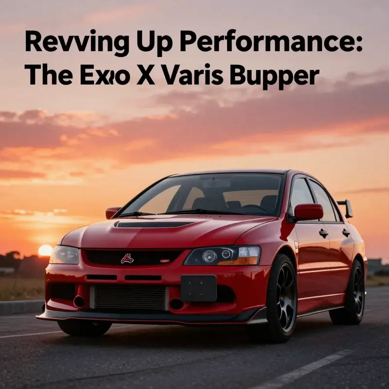 An Evo X with Varis bumper showcased during a sunset, illustrating automotive beauty.