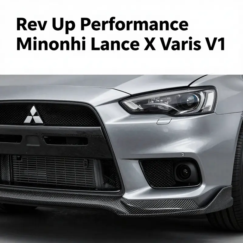 The Mitsubishi Lancer Evo X featuring the striking Varis V1 front bumper, emphasizing its cutting-edge aerodynamic design.