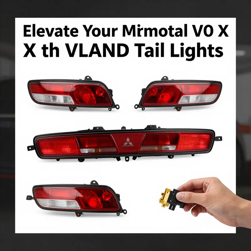 VLAND tail lights fitting perfectly on a Mitsubishi Lancer Evolution X, highlighting compatibility.
