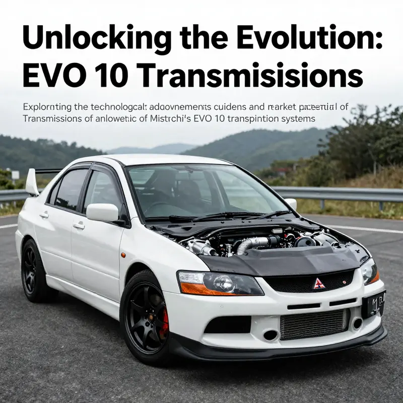 Mitsubishi EVO 10 displayed in a scenic view, showcasing its design and transmission features.