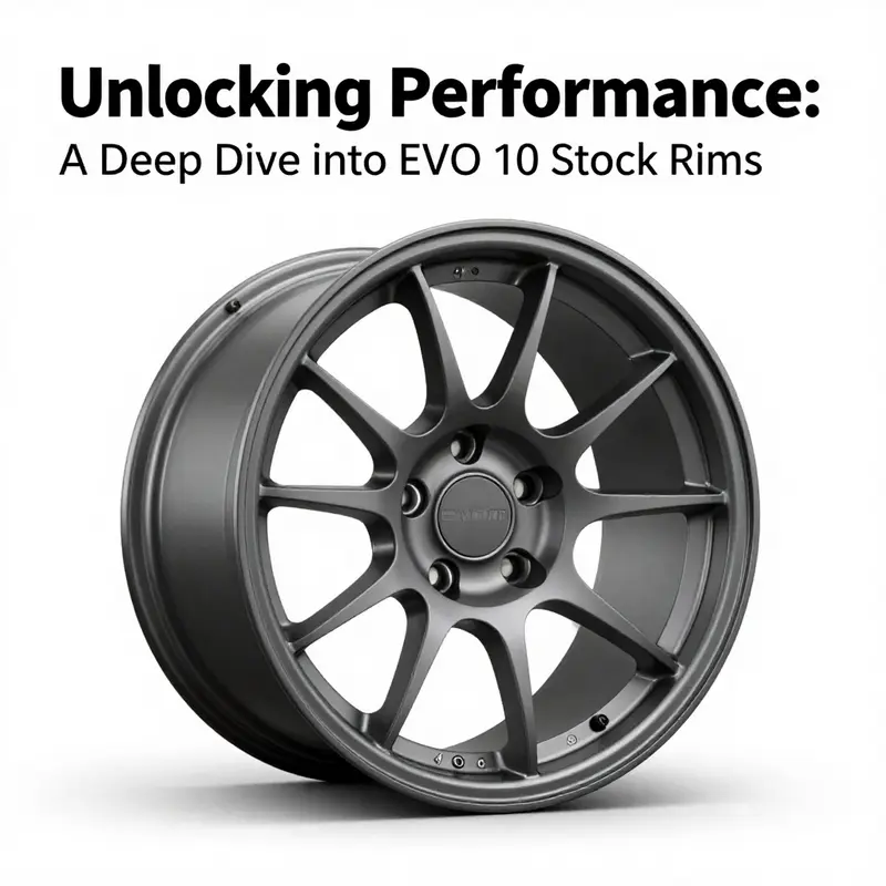 Detailed view of Mitsubishi EVO 10 stock rims highlighting their specifications.