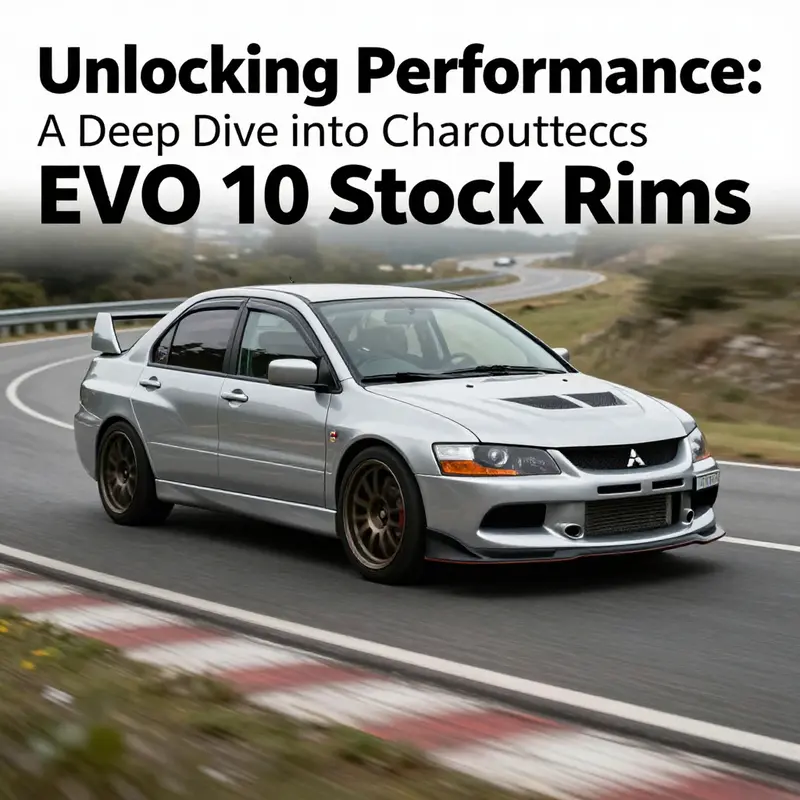 Detailed view of Mitsubishi EVO 10 stock rims highlighting their specifications.