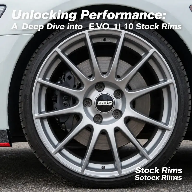 Detailed view of Mitsubishi EVO 10 stock rims highlighting their specifications.