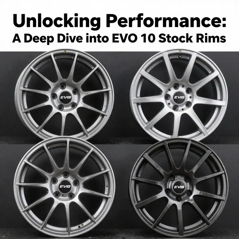 Detailed view of Mitsubishi EVO 10 stock rims highlighting their specifications.