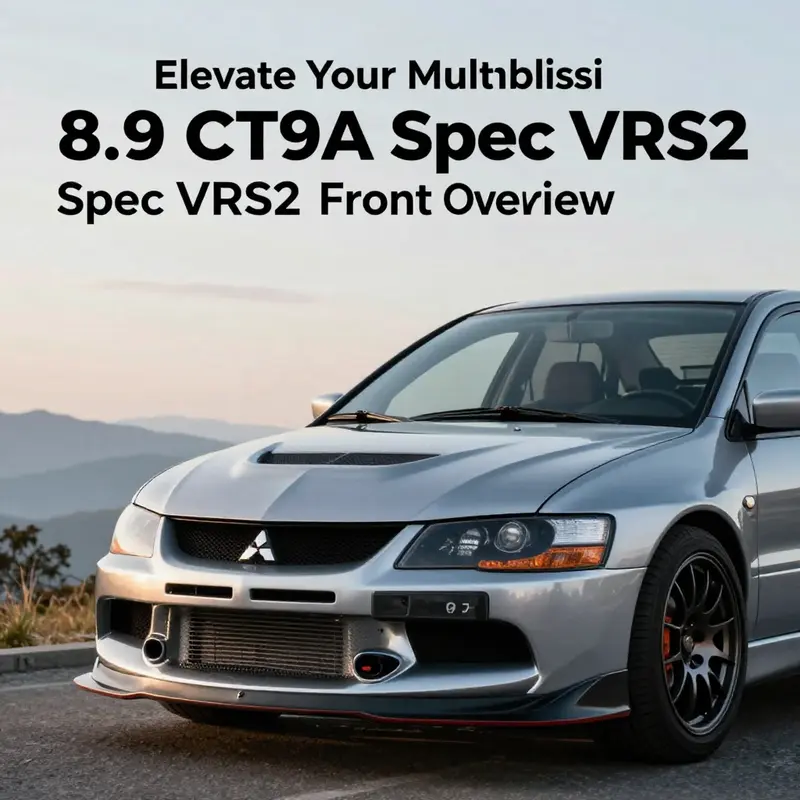 The Mitsubishi Evo CT9A with a Spec VRS2 front bumper, exhibiting its aerodynamic enhancements.