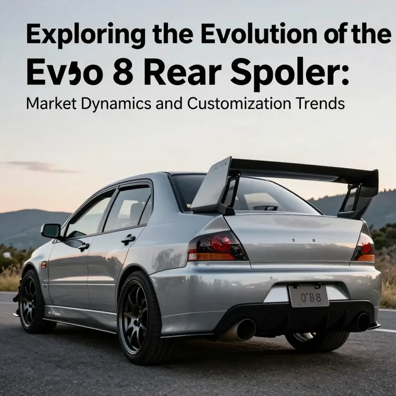 An Evo 8 parked in scenic view, prominently displaying its rear spoiler.