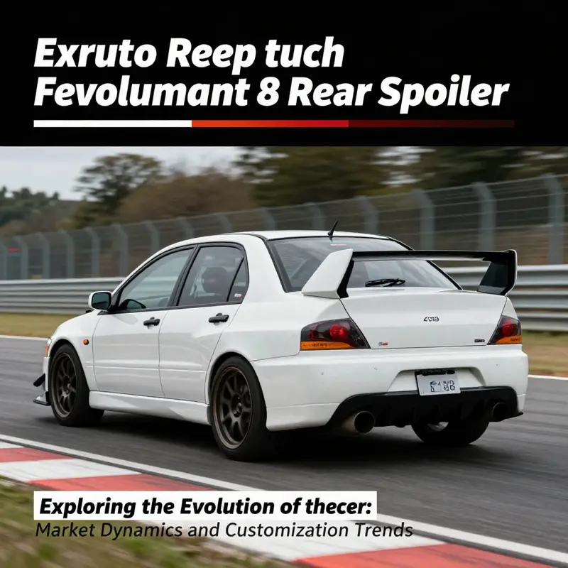 Various market options for Evo 8 rear spoilers, highlighting different styles and materials.