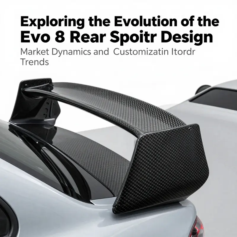 Various market options for Evo 8 rear spoilers, highlighting different styles and materials.