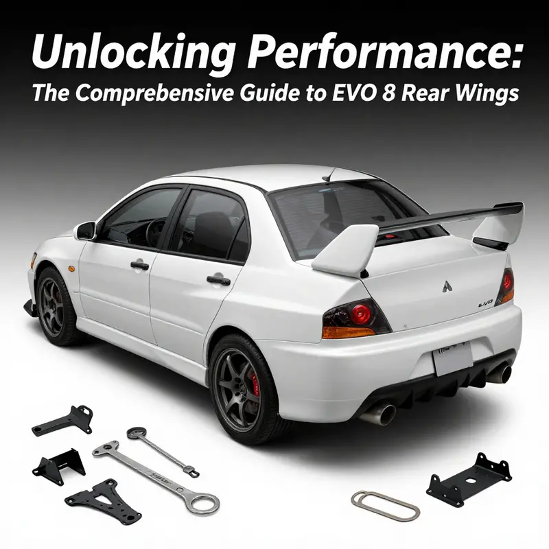Comparative overview of fiberglass and carbon fiber rear wings designed for the EVO 8, highlighting material benefits.