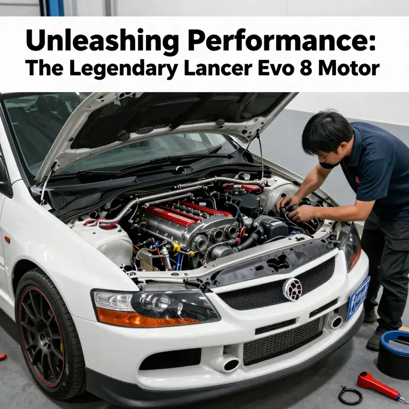 The Mitsubishi Lancer Evo 8, highlighting the performance-driven design and specification of the 4G63T engine.