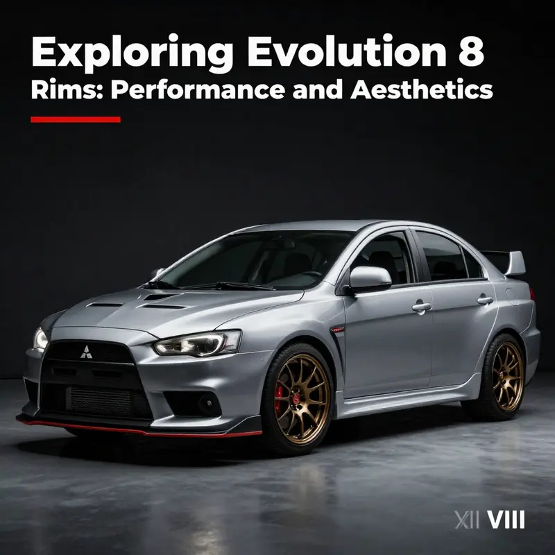 Mitsubishi Lancer Evolution VIII showcasing both standard and BBS wheels in a scenic environment.