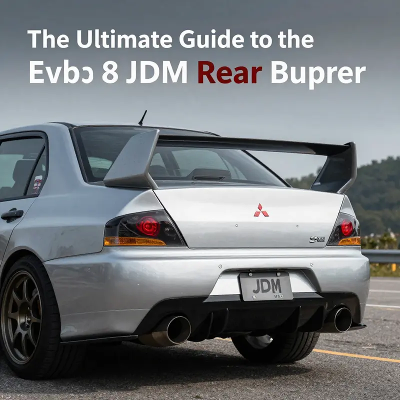 A Mitsubishi Lancer Evolution VIII parked beautifully, highlighting its JDM rear bumper in an appealing setting.