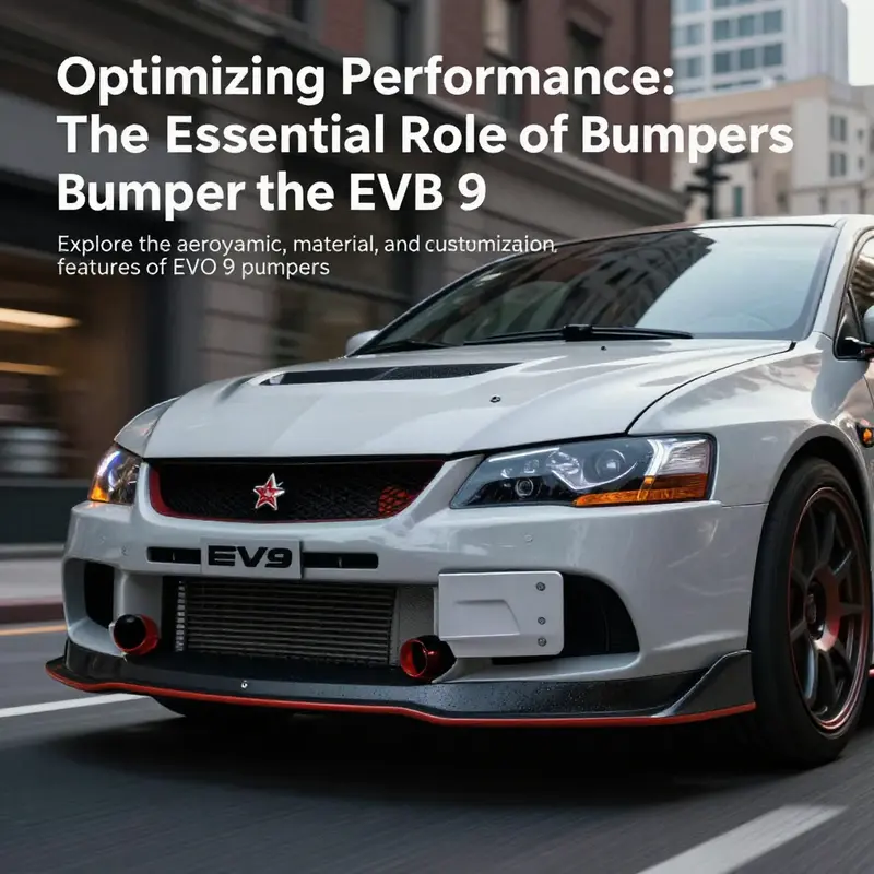 A Mitsubishi EVO 9 showcasing its striking bumper design in an urban setting.