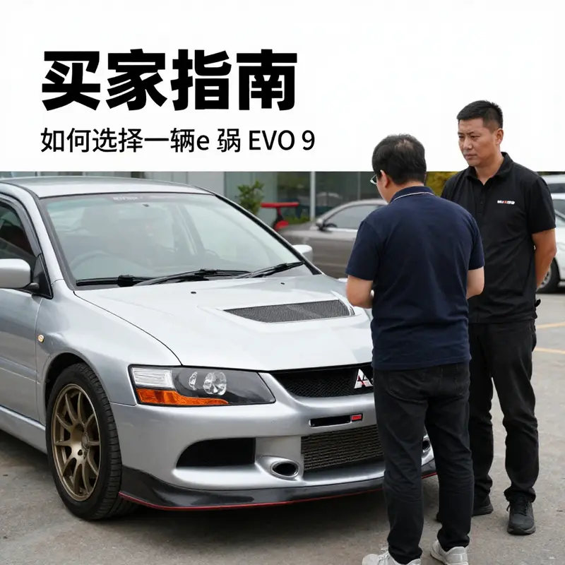 An active car market showcasing the popular Mitsubishi EVO 9.