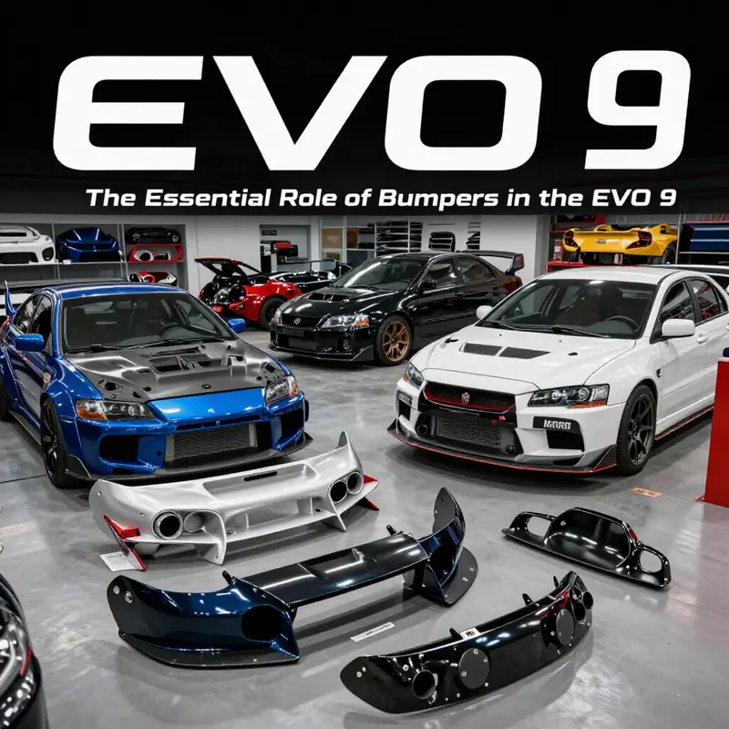 EVO 9’s bumper design enhances aerodynamic efficiency and performance.