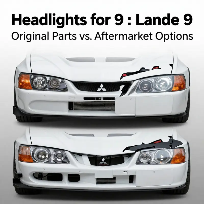 A comparison of OEM and aftermarket headlights for Lancer Evo 9.