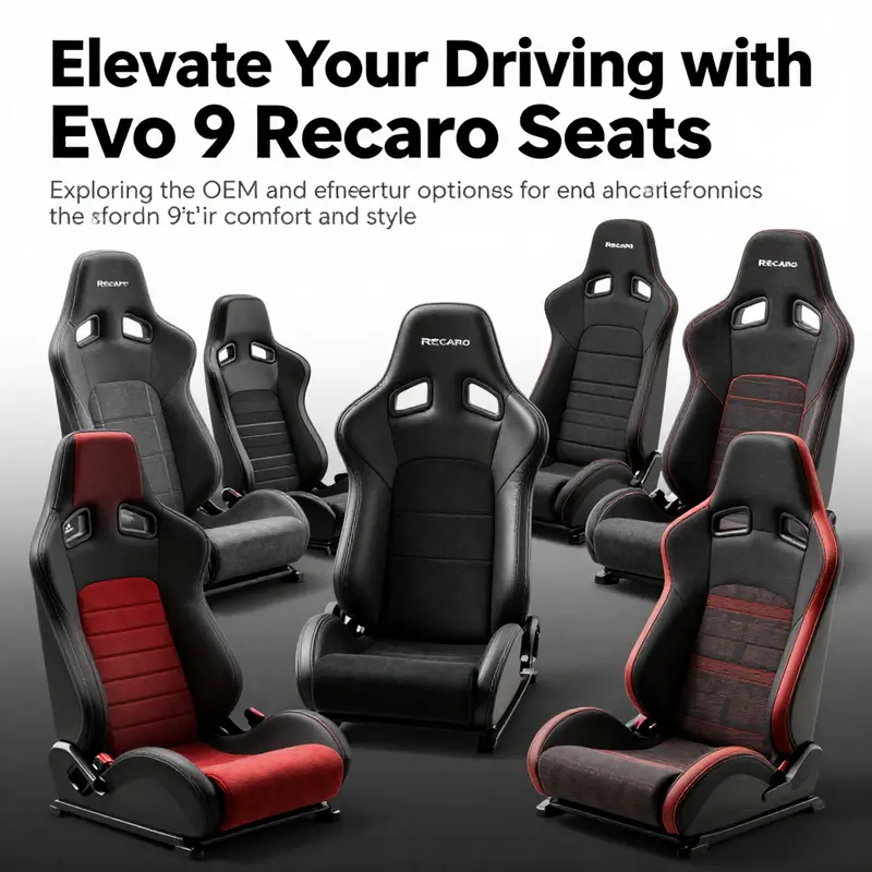 Collage of different Evo 9 Recaro seats, highlighting the variety and significance in the automotive industry.