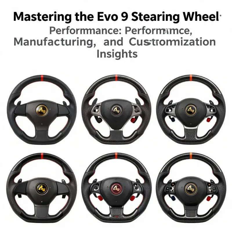 Detailed craftsmanship of the Evo 9 steering wheel emphasizing ergonomic design and performance enhancements.