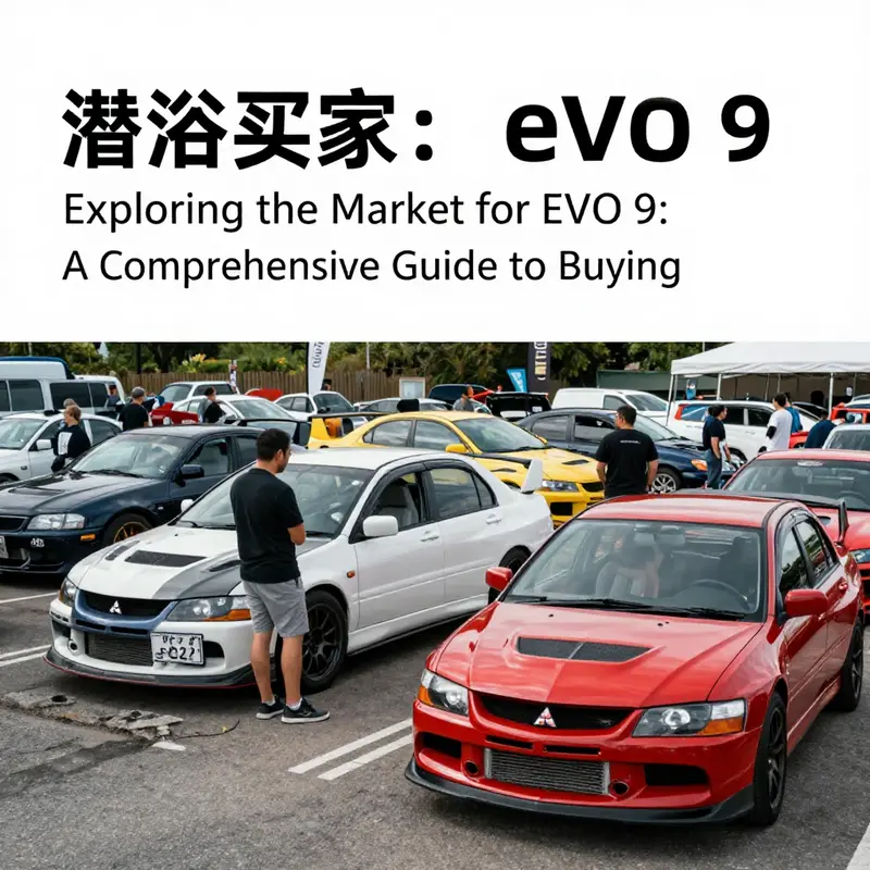 An active car market showcasing the popular Mitsubishi EVO 9.